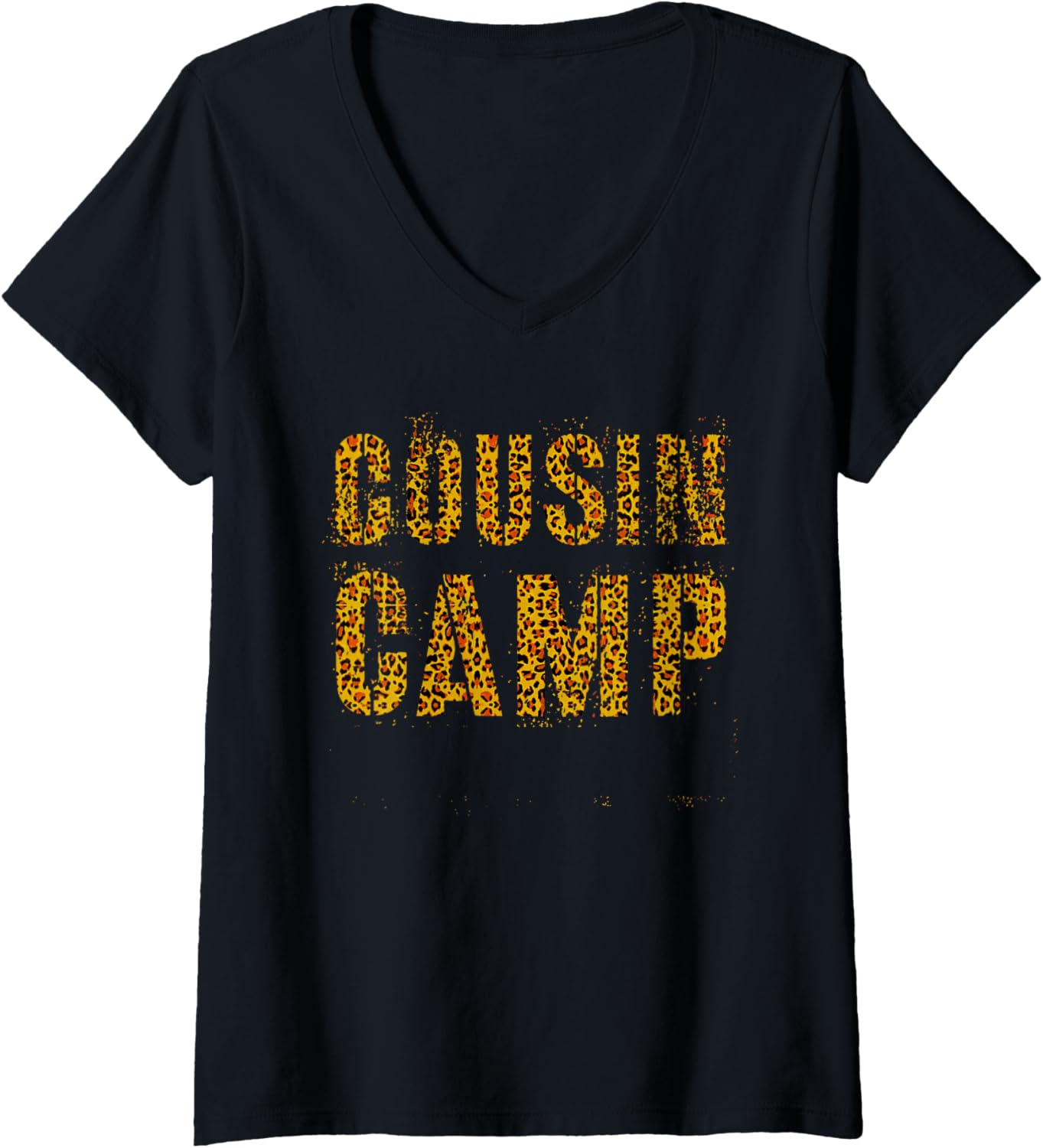 Womens Cute COUSIN CAMP Leopard Print Funny Nana Dada Reeducation V Neck Apparel Streetwear Style US Top Pick