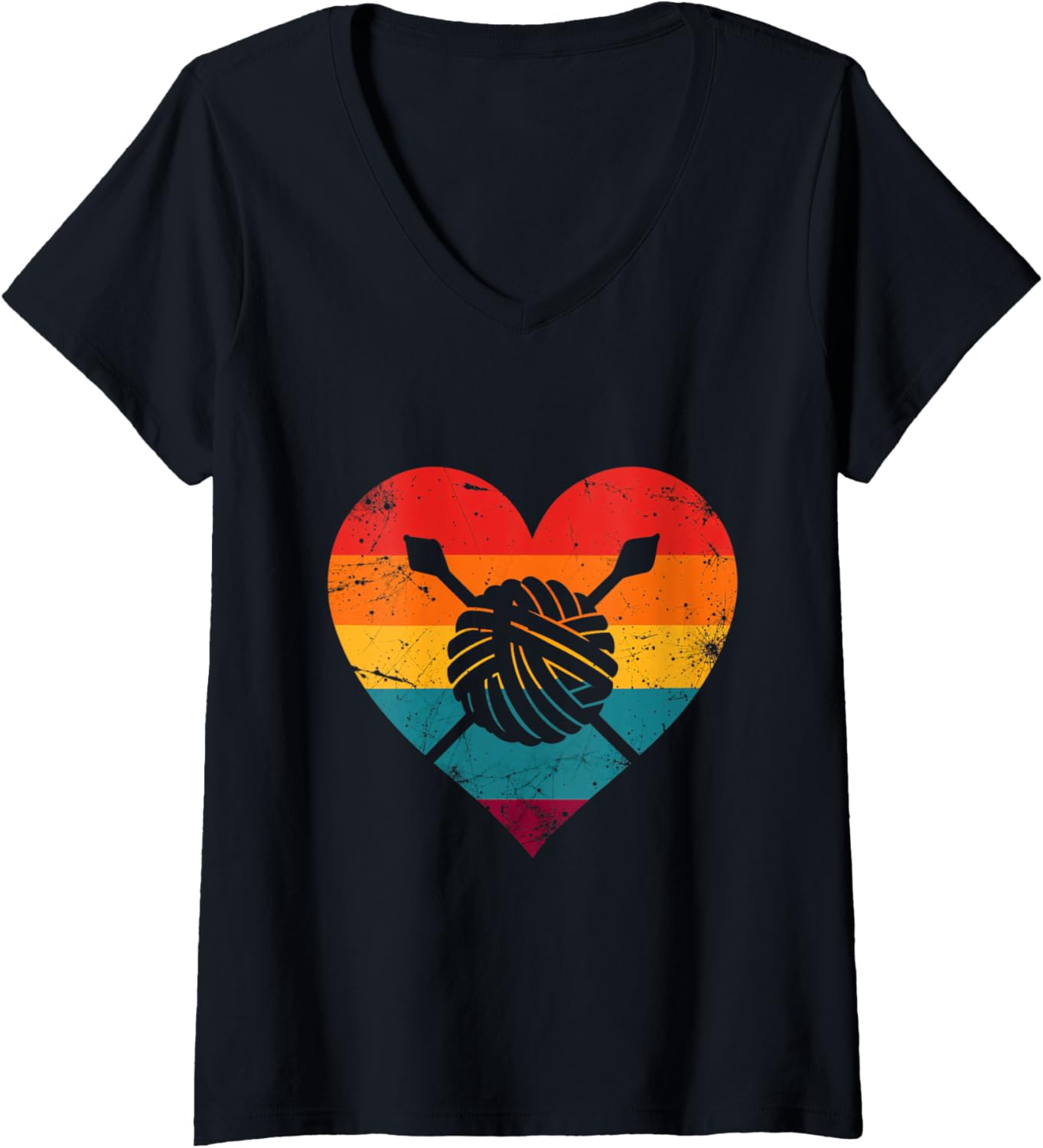 Womens Heart Yarn Knitting Crocheting Love LGBTQ Pride V-Neck Yarn Supply | Viral US Pick | Best Seller Choice