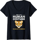 Womens This Is My Human Costume Im Really A Cheetah V Neck Apparel Viral TikTok Find Fan Favorite