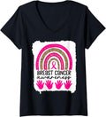 Womens Leopard Rainbow Breast Cancer Awareness Cheetah Handprint V Neck Apparel High Search Demand US Top Pick