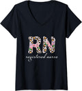 Womens Registered Nurse RN Colorful Leopard Cheetah Print V Neck Apparel Viral TikTok Find Best Seller Look