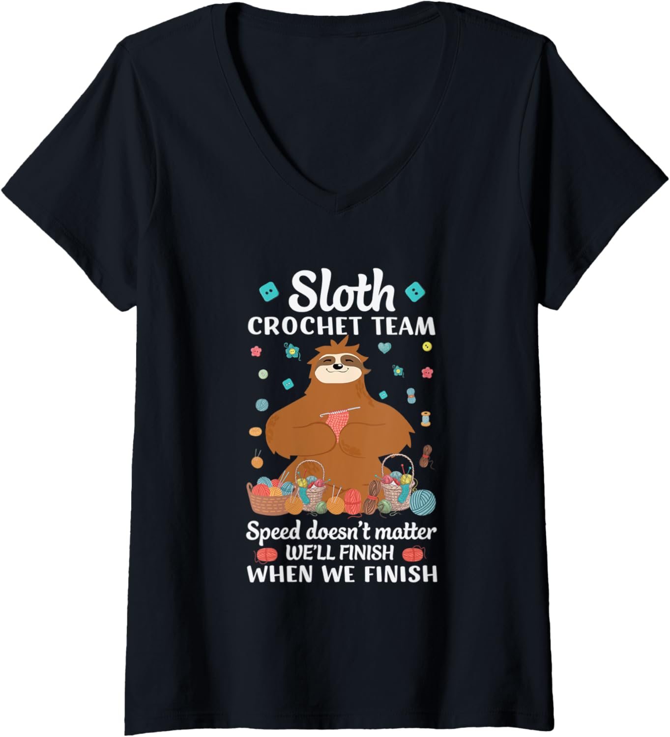Womens Funny sloth lazy crafter cross stitch yarn women needle V-Neck Yarn Supply | Trending 2025 | High CTR Title