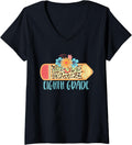 Womens EIGHTH GRADE 8TH Pencil Leopard Cheetah Print Teacher V Neck Apparel Trending US US Top Pick
