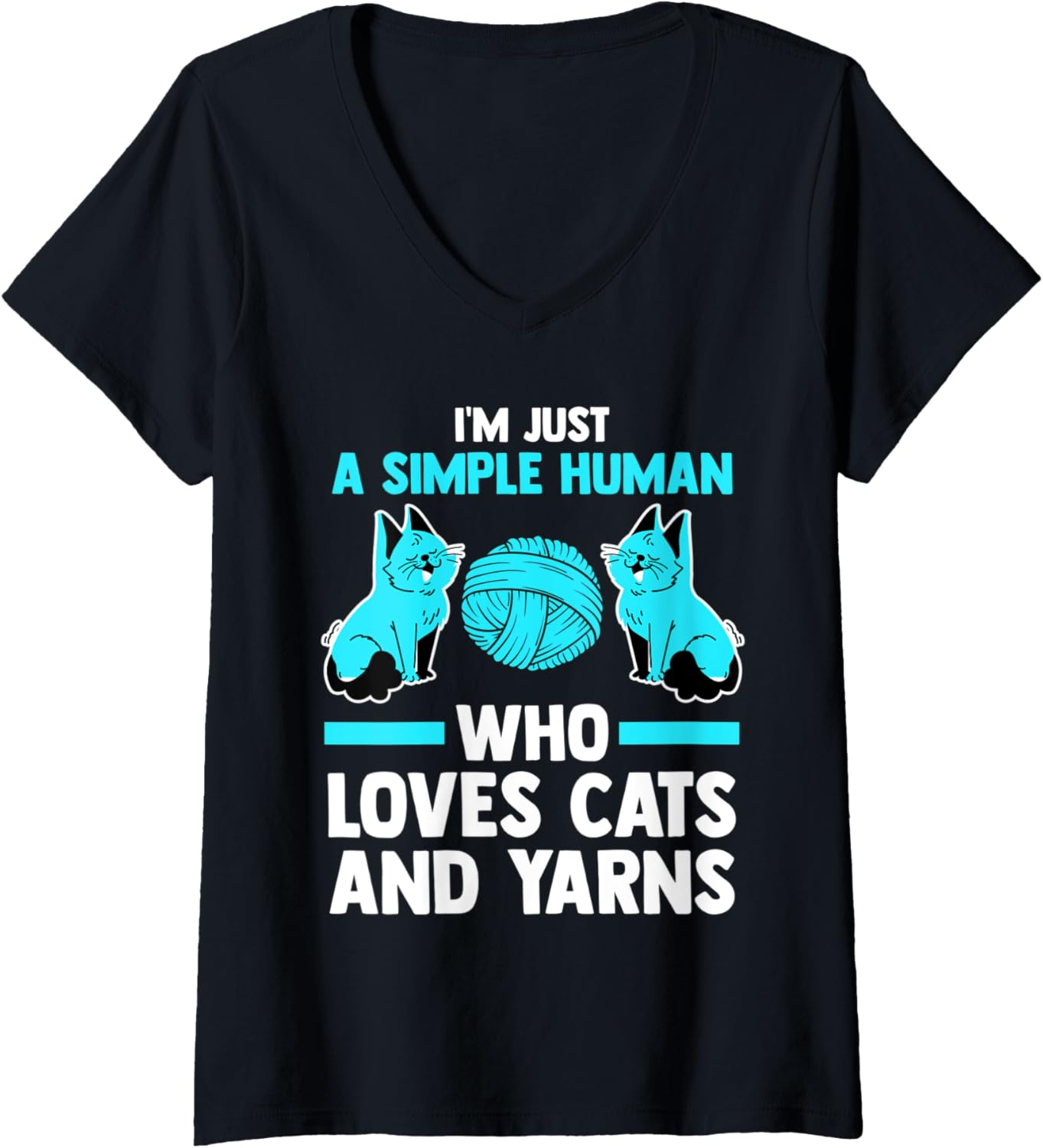 Womens I'm just a simple human who loves cats and yarns cat V-Neck Yarn Supply | Top Rated | Best Seller Choice