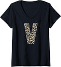 Womens Leopard Print Cheetah Print Animal Print Letter V Cat V Neck Apparel Viral TikTok Find Everyday Wear