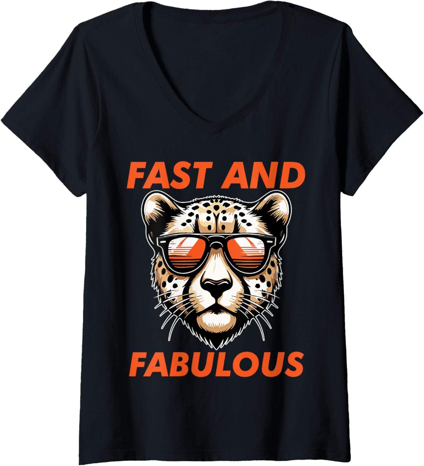 Womens Fast and Fabulous Cool Cheetah Lover V Neck Apparel Trending US US Top Pick