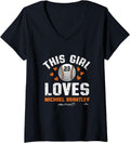 Womens This Girl Loves Michael Brantley Houston MLBPA V-Neck Apparel | Perfect Gift Idea