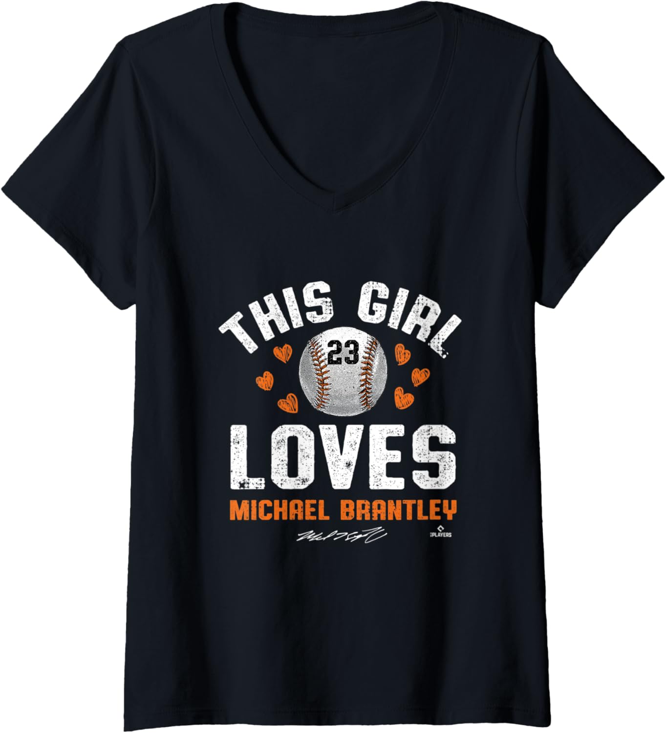 Womens This Girl Loves Michael Brantley Houston MLBPA V-Neck Apparel | Perfect Gift Idea