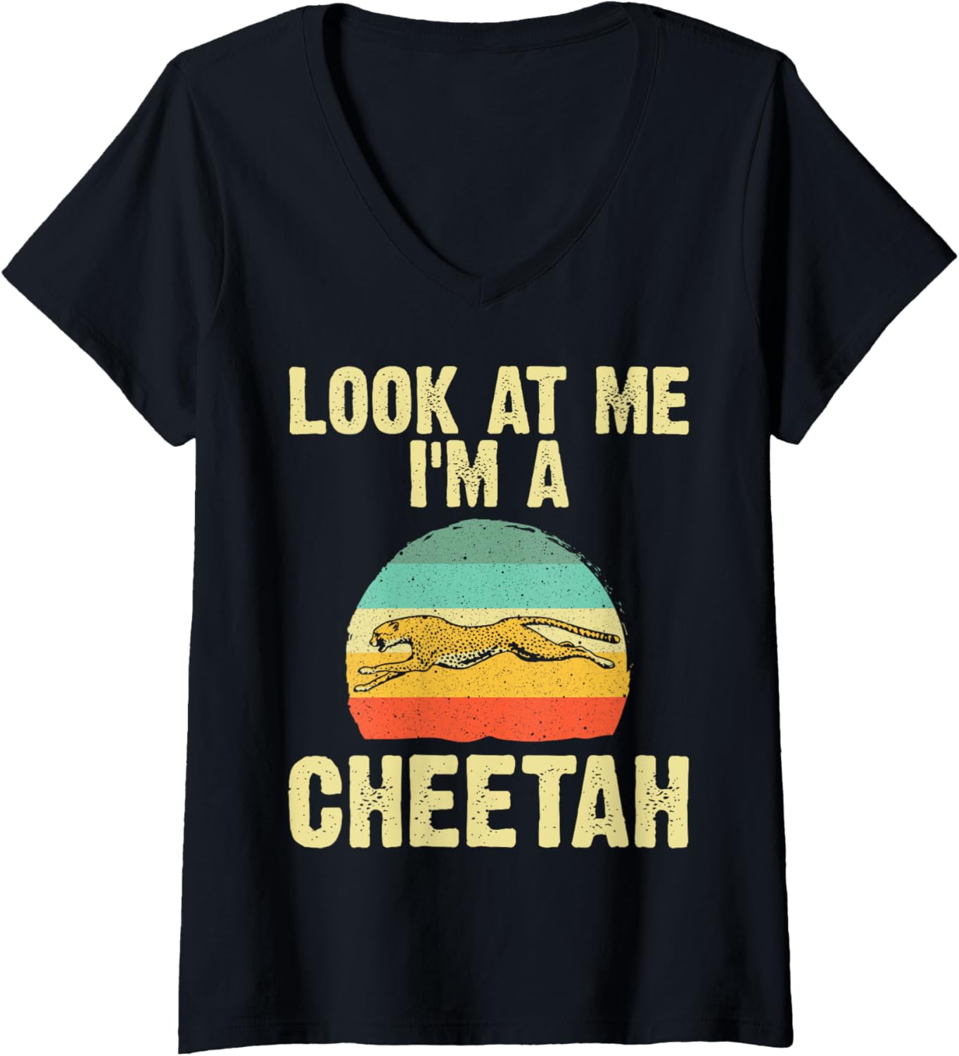 Womens Cool Cheetah For Men Women Cat Animal Print Leopard Safari V Neck Apparel Trending US Everyday Wear