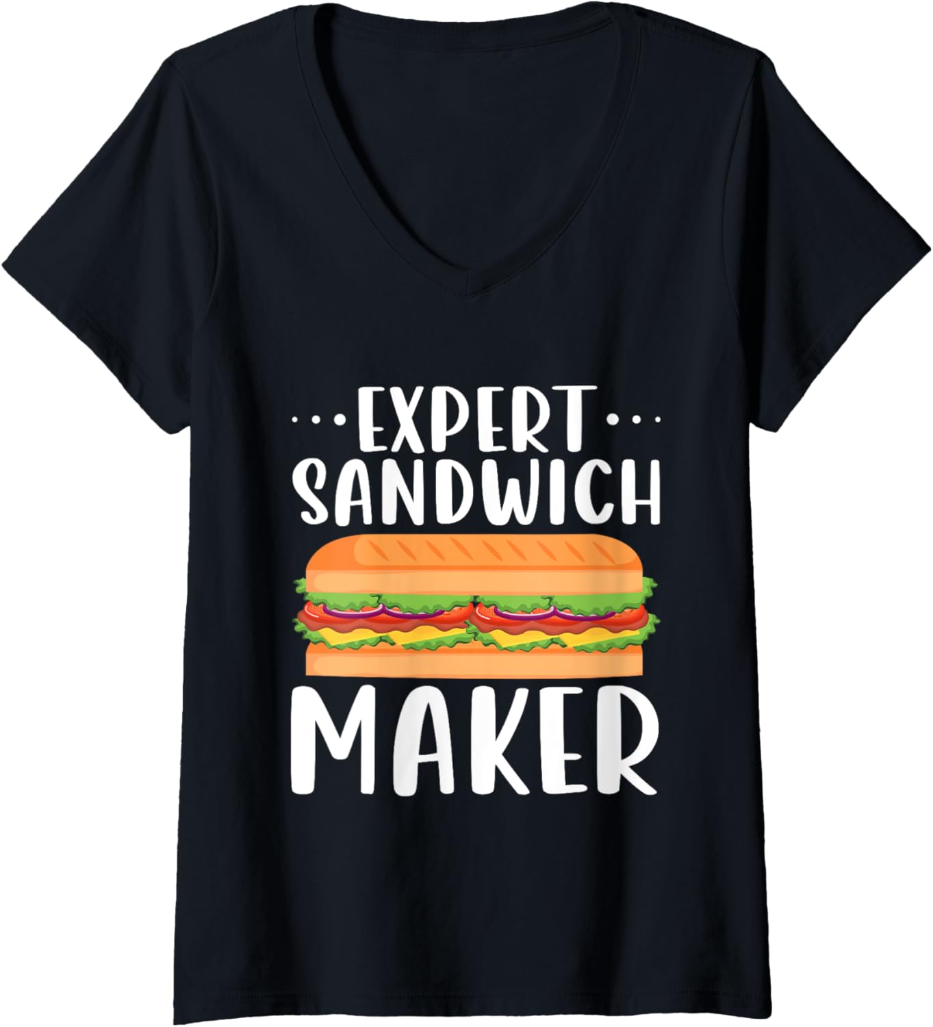 Womens Expert Sandwich Maker Shirt Outfit For Sandwich Lovers Deli V-Neck T-Shirt | Best Seller Pick | Perfect Gift Idea