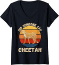 Womens Vintage Cute Cheetah Did Someone Say Cheetah Animals Lover V Neck Apparel Premium Print Gift Ready