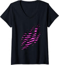 Womens Zebra Skin Print Torn Claw V Neck Apparel High Search Demand Everyday Wear