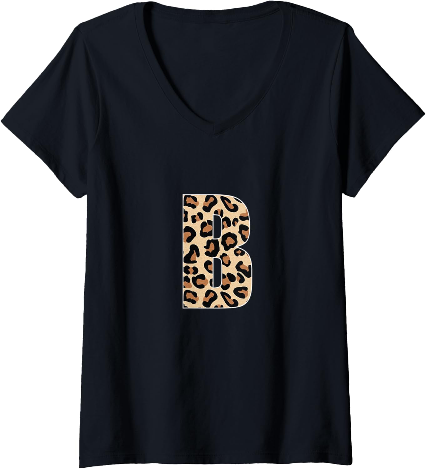 Womens Cheetah Print Letter B Leopard Initial Letter B V Neck Apparel Trending US Fan Favorite