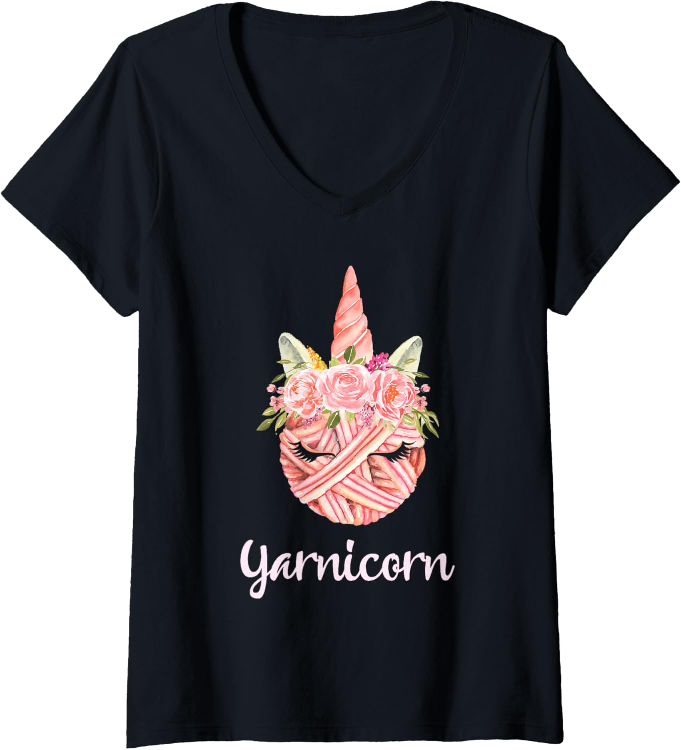 Womens Funny Crochet Unicorn Yarn Art Pictures Yarn Horn V-Neck Yarn Supply | Viral US Pick | High CTR Title