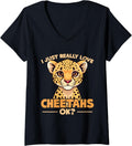 Womens Cheetah Kids I Just Really Love Cheetahs Ok V Neck Apparel Trending US Best Seller Look