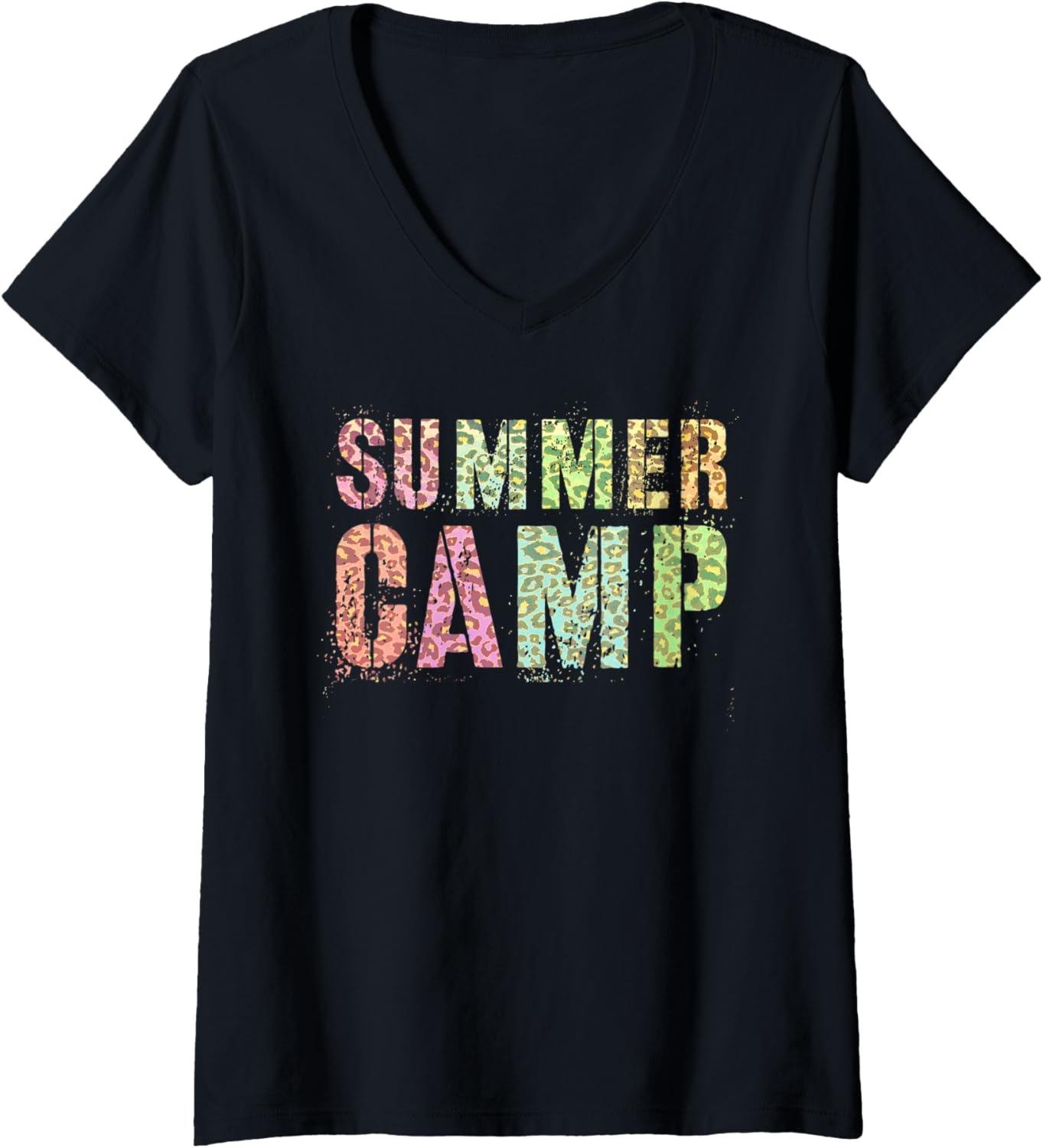 Womens SUMMER CAMP Leopard Print Host Summer Counselor Teacher 2022 V Neck Apparel Trending US Everyday Wear
