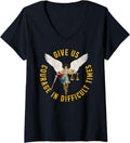 Womens Give us courage in difficult times St Michael the archangel V-Neck Apparel | Viral Streetwear Style