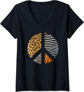 Womens Animal Print Peace Sign Leopard Cheetah 60s 70s Costume V Neck Apparel Comfort Fit Fan Favorite
