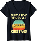 Womens Cool Cheetah For Boys Kids Cat Animal Print Leopard Safari V Neck Apparel Streetwear Style Everyday Wear