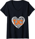 TJC Orange Initials Leopard Cheetah Heart Trendy Womens V Neck Apparel Streetwear Style Best Seller Look