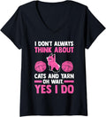 Womens I don't always think about cats and yarn cat V-Neck Yarn Supply | Top Rated | Customer Favorite