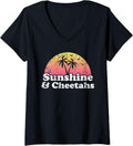 Womens Cheetah Gift Sunshine and Cheetahs V Neck Apparel Comfort Fit Gift Ready