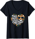 Womens This Boy Loves Cheetahs Cute Cheetah for Boys V Neck Apparel High Search Demand Best Seller Look
