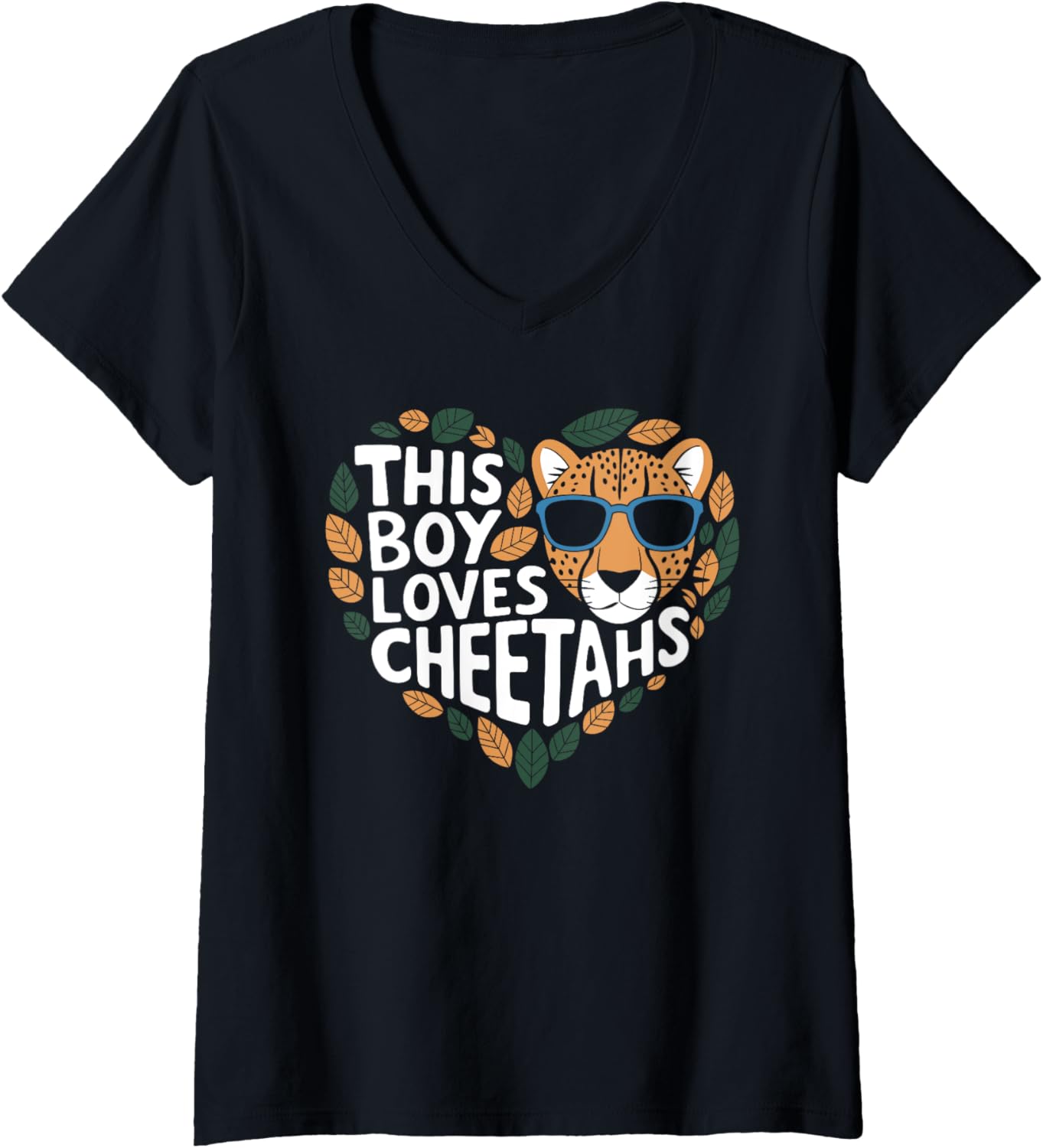 Womens This Boy Loves Cheetahs Cute Cheetah for Boys V Neck Apparel High Search Demand Best Seller Look