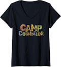 Womens Funny CAMP COUNSELOR Leopard Print Summer Teacher Instructor V Neck Apparel High Search Demand Fan Favorite