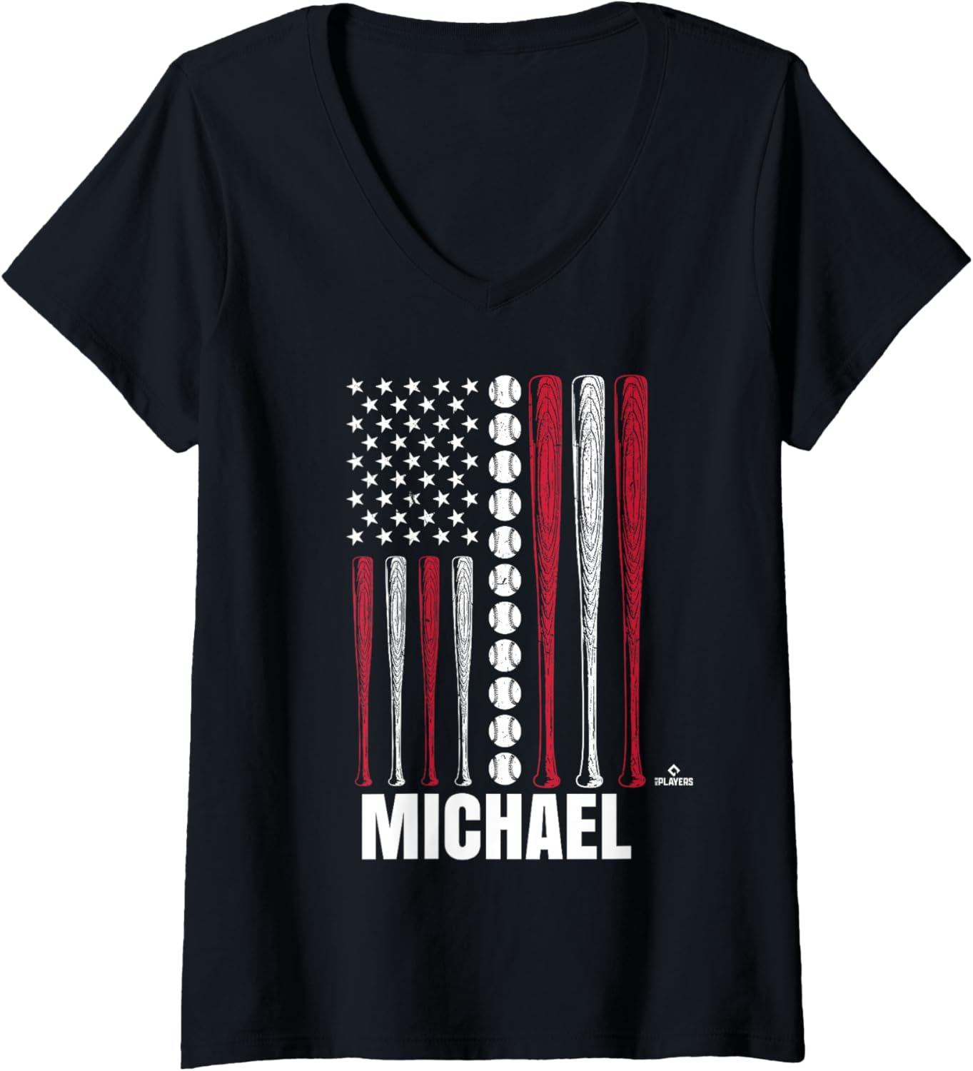 Womens Baseball American Flag Michael Prosecky Prospect Baseball V-Neck Apparel | Viral Streetwear Style