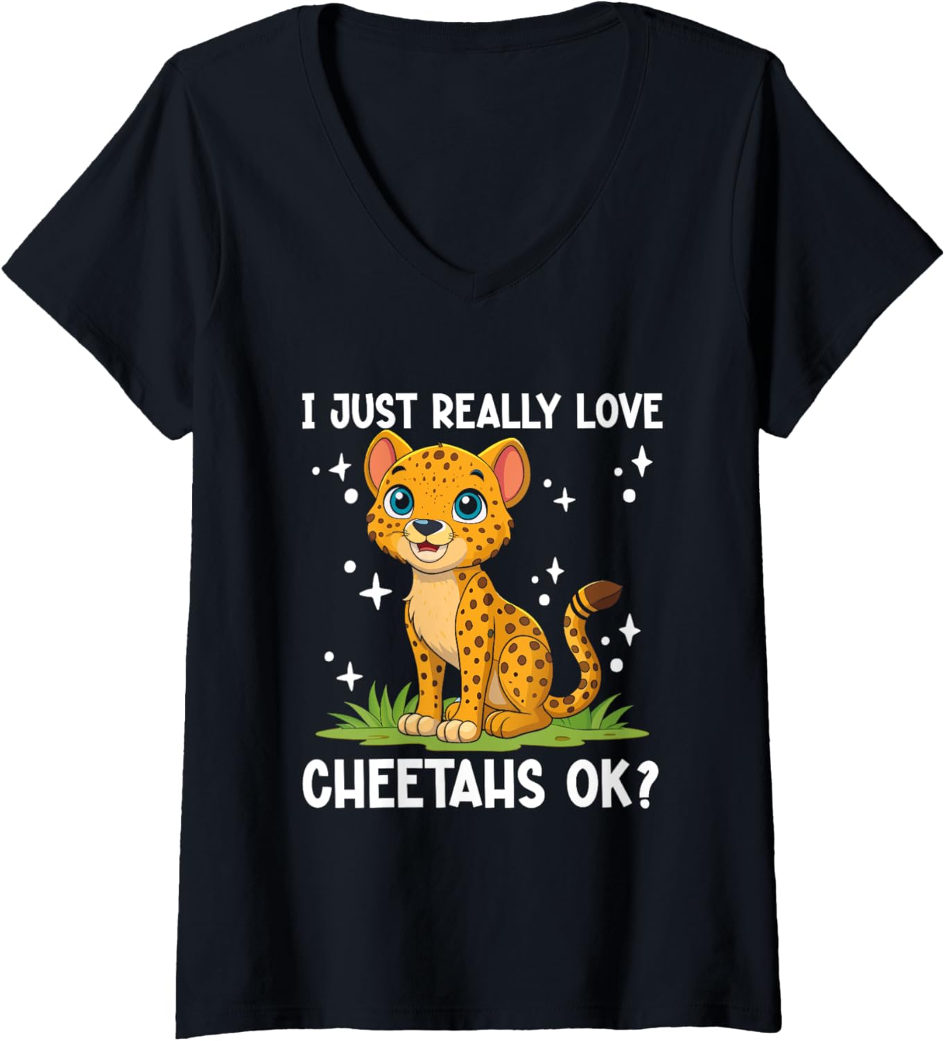 Womens Cheetah Kids I Just Really Love Cheetahs Ok Cheetah Lover V Neck Apparel Streetwear Style US Top Pick