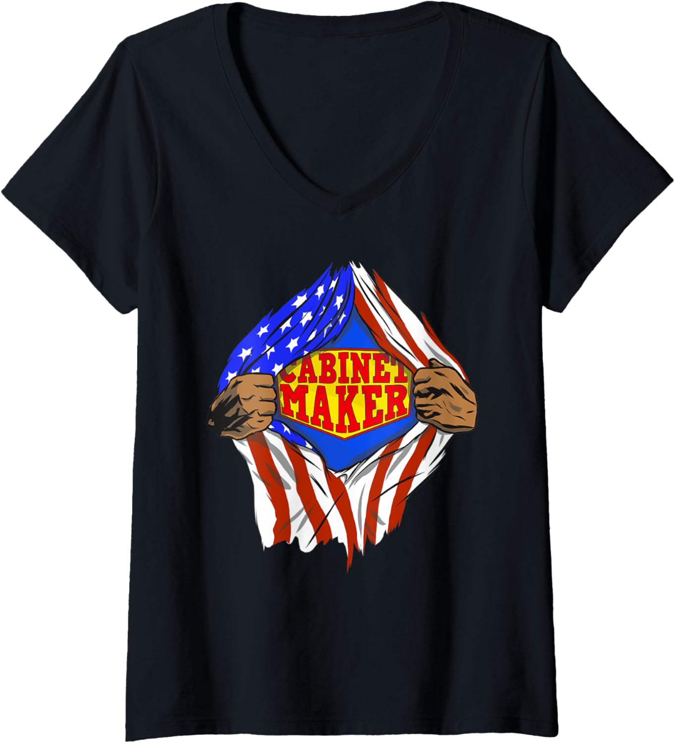 Womens Funny Super Cabinet Maker Hero Job V-Neck Apparel | US Viral Style | Aesthetic Fit