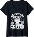 Womens Crochet Yarn Crocheting Coffee Knitting V-Neck Yarn Supply | Trending 2025 | Perfect for Crafters