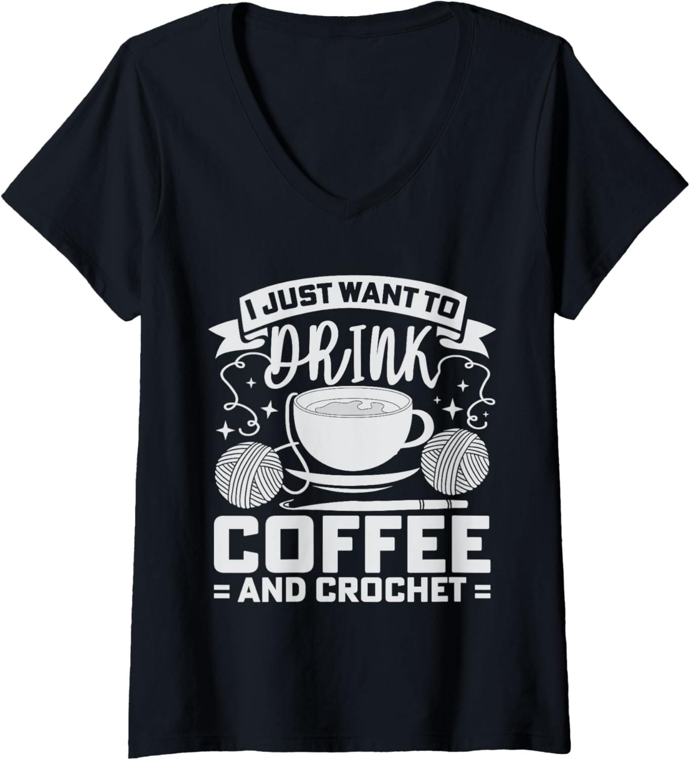 Womens Crochet Yarn Crocheting Coffee Knitting V-Neck Yarn Supply | Trending 2025 | Perfect for Crafters
