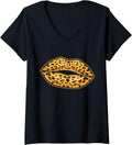 Womens Cheetah Print Lips V Neck Apparel High Search Demand Best Seller Look