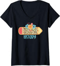 Womens HISTORY TEACHER Cute Trendy Pencil Leopard Cheetah Print V Neck Apparel Viral TikTok Find Everyday Wear