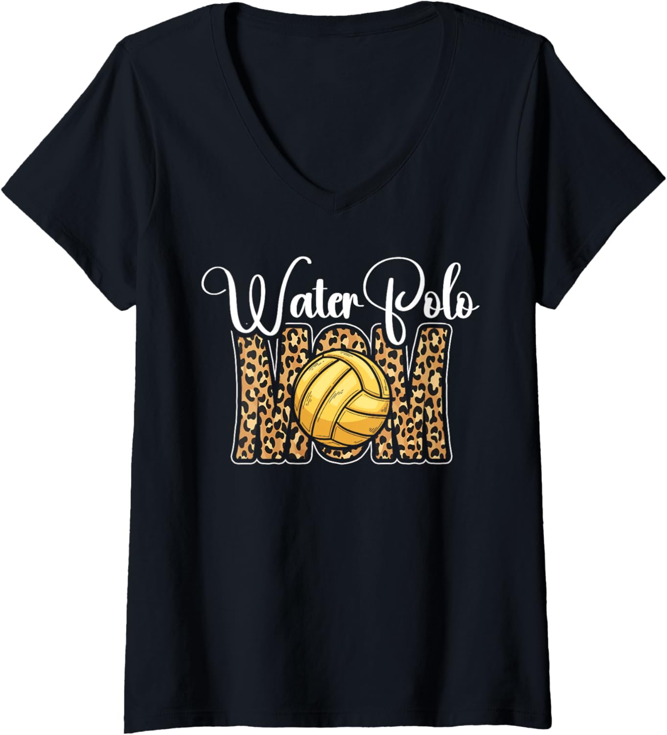 Womens Water Polo Mom Leopard Cheetah Water Polo Mom V Neck Apparel Premium Print Gift Ready