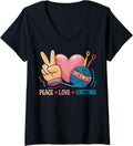 Womens Women Funny Knitting Lover Yarn Knit Enthusiast Knitter V-Neck Yarn Supply | Trending 2025 | Customer Favorite