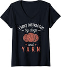 Womens Crocheter Pet Owner Knitter Dog Lover Animal Yarn Knitting V-Neck Yarn Supply | Premium Quality | High CTR Title