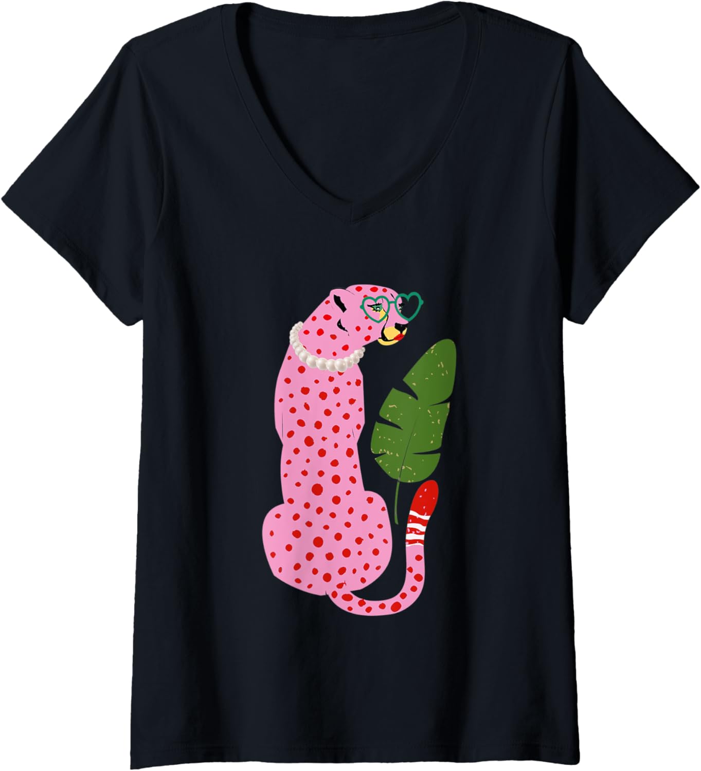 Womens Sassy Chic Pink Cheetah Trendy Casual Fashion V Neck Apparel Viral TikTok Find Everyday Wear