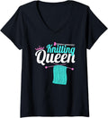 Womens Knitting Queen Mom Yarn Crochet Knitter V-Neck Yarn Supply | High Search Volume | High CTR Title