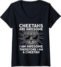 Womens Cute Cheetah Design For Men Women Cat Animal Cheetah Lover V Neck Apparel Trending US US Top Pick