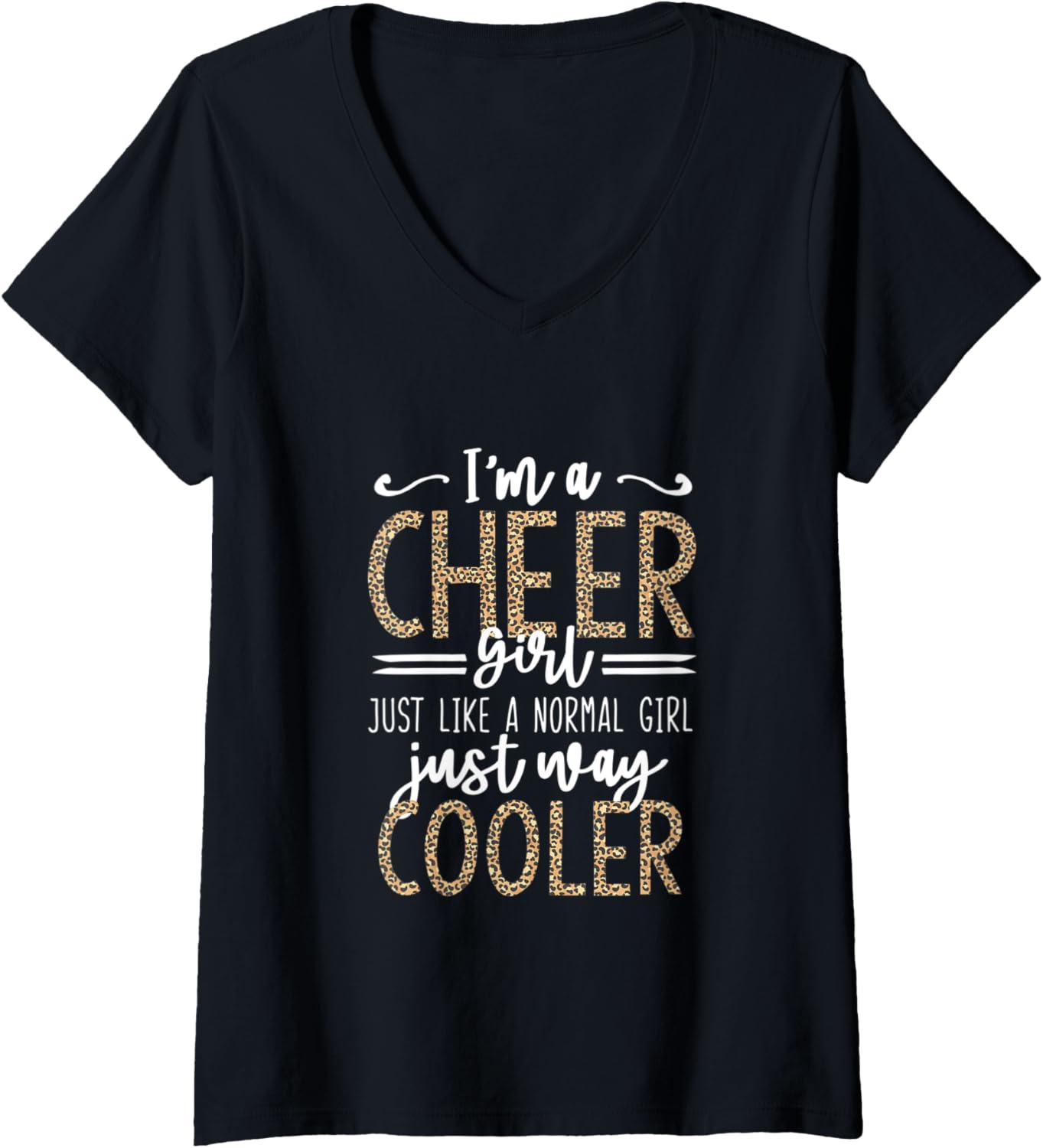 Womens Funny Cheerleading Girl Leopard Cheetah Print Cheer Girl V Neck Apparel Premium Print Everyday Wear