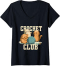Funny Crochet Club Kittens Playing With Yarn Knitting V-Neck Yarn Supply | Top Rated | Perfect for Crafters
