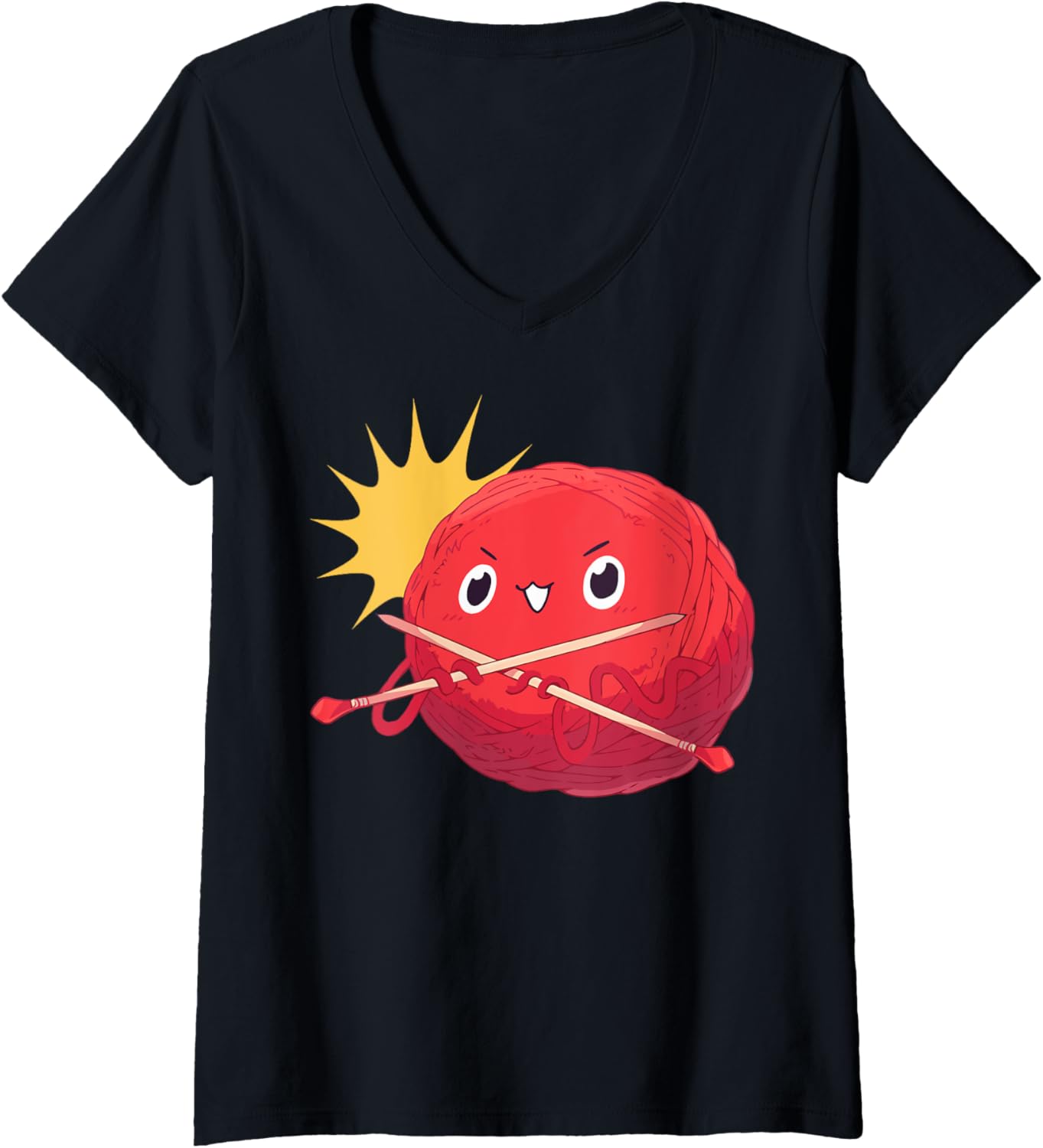 Womens Playful Yarn Ball V-Neck Yarn Supply | Trending 2025 | Perfect for Crafters
