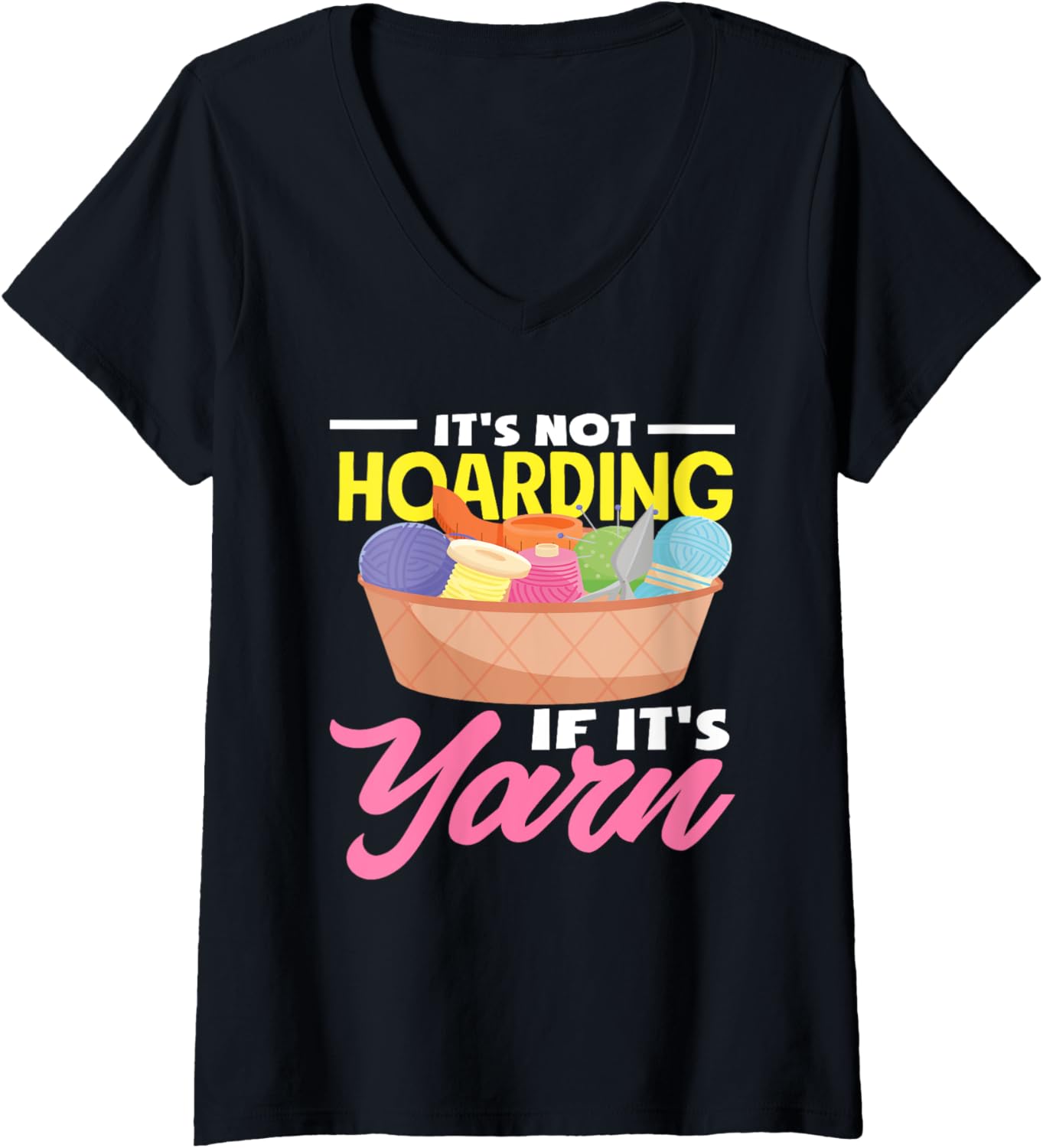 Womens Knitting Hoardig If It's Yarn Funny Knitting V-Neck Yarn Supply | Premium Quality | Best Seller Choice