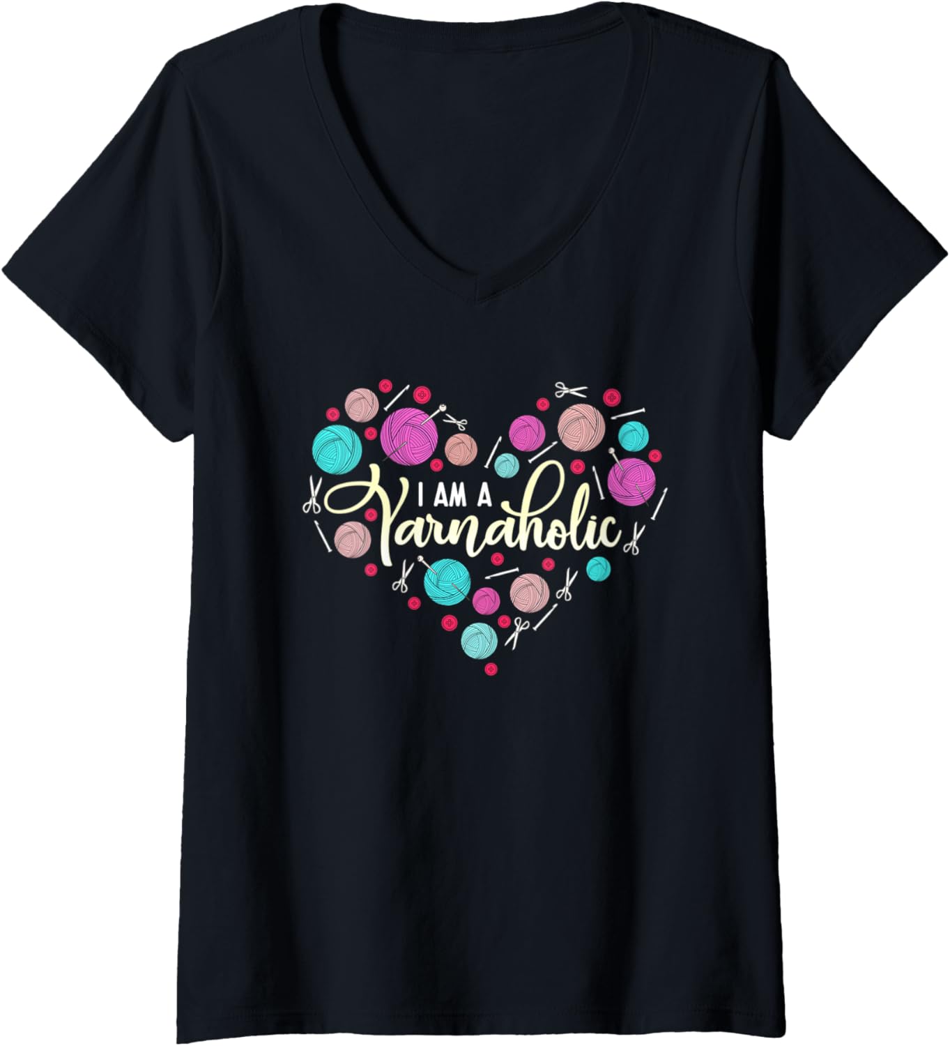 Womens Funny Knit & Crochet Yarn Design for Women V-Neck Yarn Supply | Trending 2025 | Perfect for Crafters