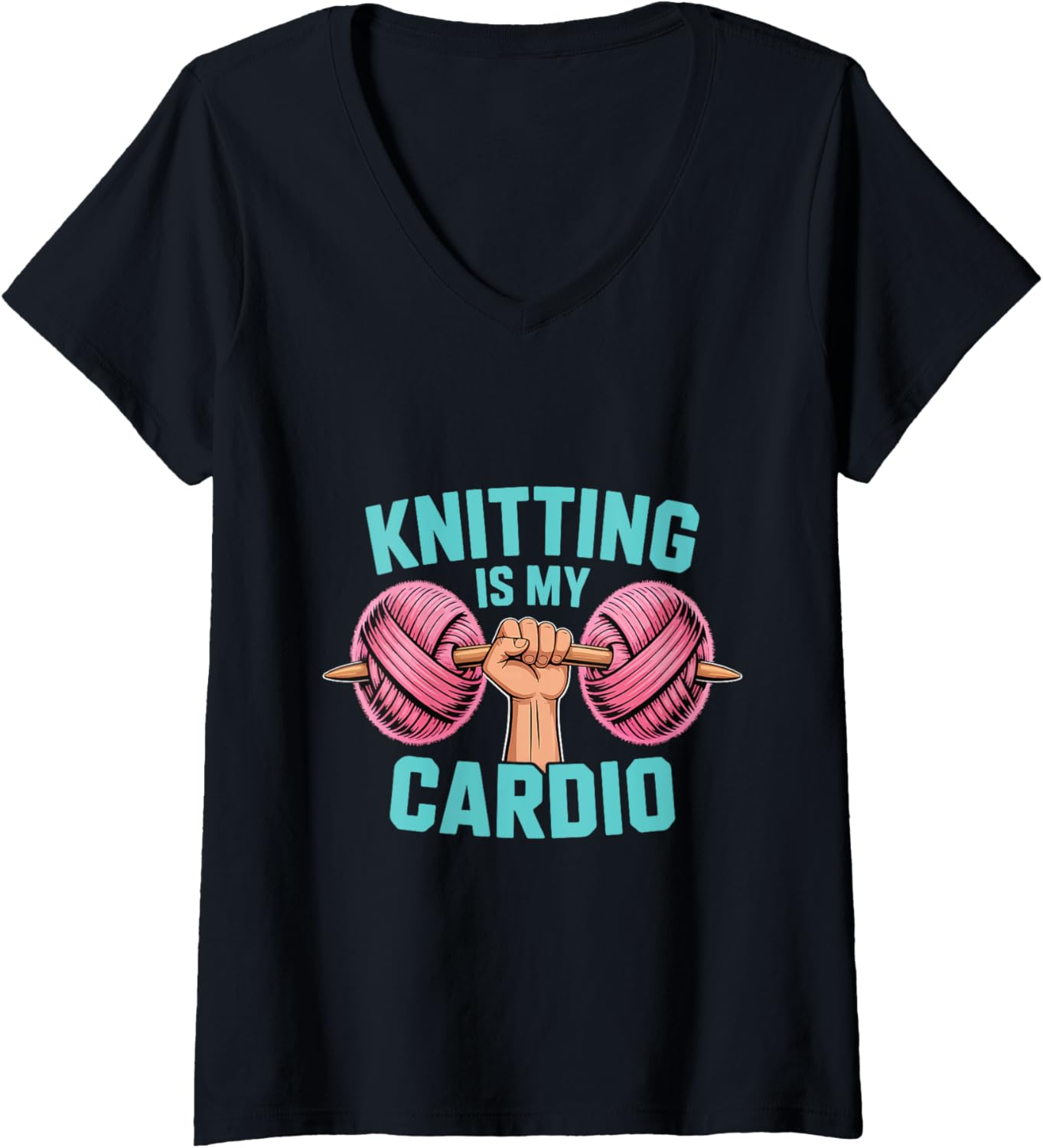 Womens Knitting Is My Cardio Amusing Hobby Crafters Yarn Knit Life V-Neck Yarn Supply | Premium Quality | Customer Fa...