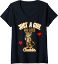 Womens Just A Girl Who Loves Cheetahs Cute Leopard Print Design V Neck Apparel Comfort Fit Fan Favorite