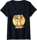 Womens Cute Cheetah Cub V Neck Apparel Viral TikTok Find Hot Right Now